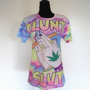 BLUNT SLUT Tie dye tee shirt LIKE NEW